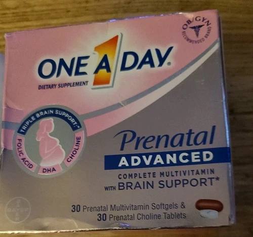 One A Day Prenatal Advanced 30 Softgels 30 Choline Tablets Exp Dec 2025