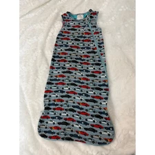 Posh Peanut Bamboo Sleep Bag Zip Around Sack “Miles” Blue Toy Car Print Boys 