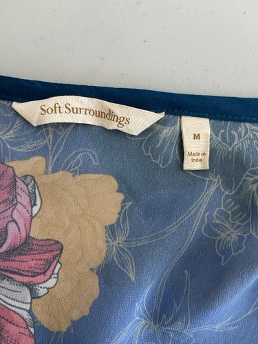 SOFT SURROUNDINGS Floral Semi Sheer Light Topper Kimono Jacket Top Size M - Picture 6 of 7