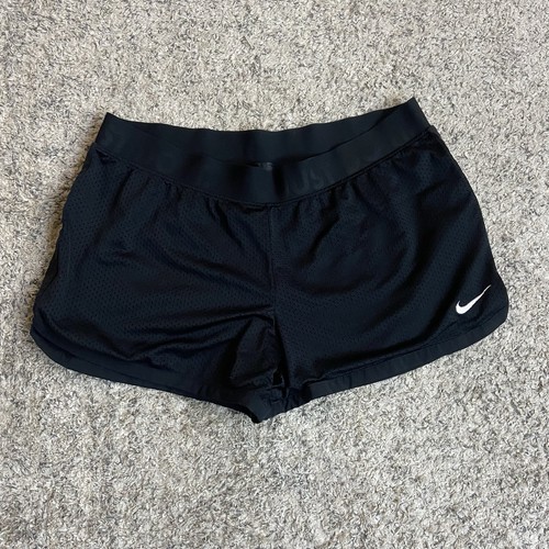 Nike Shorts Damen Large schwarz Dri Fit Fitnessstudio elastischer Bund Mesh Laufen Training