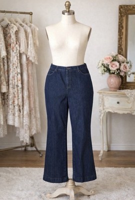 NEW ELLEN TRACY High Rise Five Pocket Bootcut Denim Blue Jeans 16