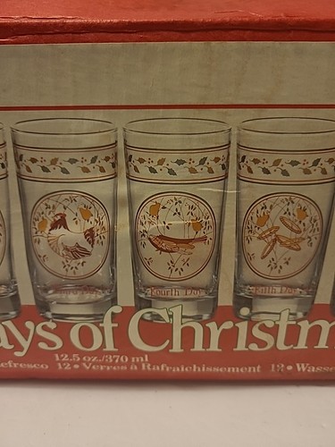 Set completo bicchieri da bevande vintage Anchor Hocking 12 giorni di Natale 12,5 once - Foto 12 di 17