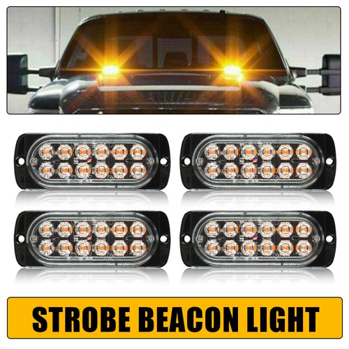 4x LED Amber Warning Emergency Hazard Beacon Dash Strobe Light Bar Foglights 12V - Picture 10 of 10