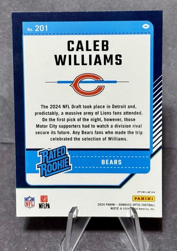 2024 Donruss Optic - Caleb Williams Viola Shock Prizm Rated Rookie RC #201 - Foto 2 di 3