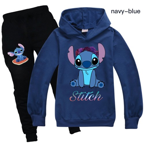Niños Niñas Lilo & Stitch Sudaderas con Capucha Jersey Sudadera Prendas para el torso + Pantalones Conjunto Chándal - Imagen 11 de 37