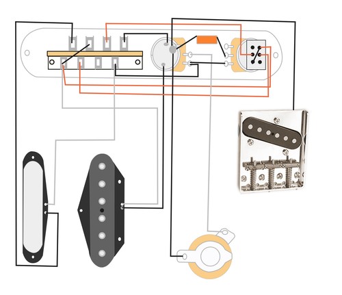Loaded Prewired Control Plate Assembly 250k/500k Pot for Telecaster TL Chrome - Bild 3 von 16