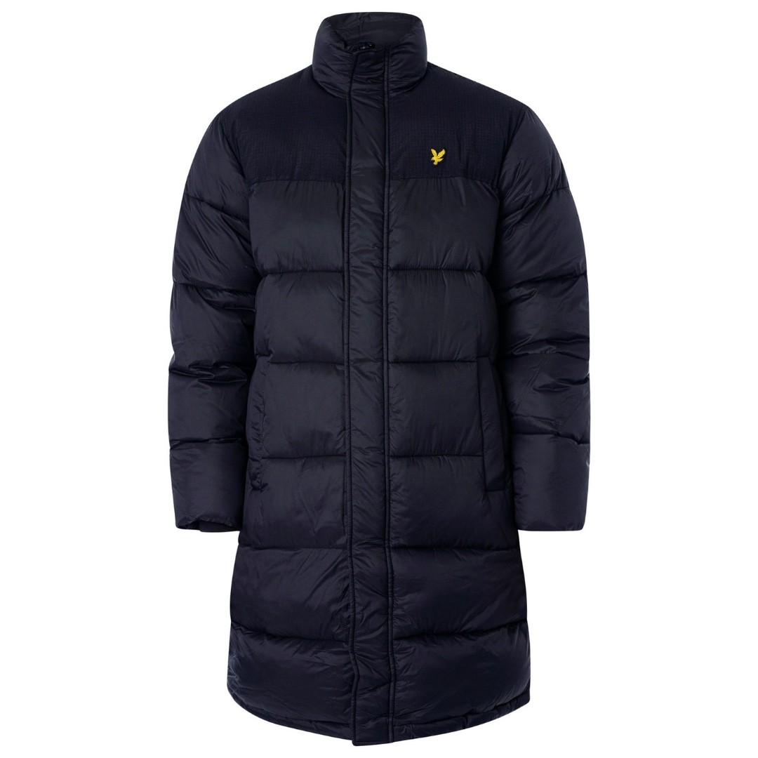 Удлиненная стеганая куртка-фугу темно-синего цвета от Lyle & Scott