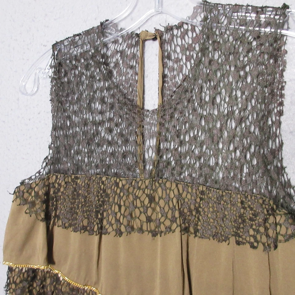 Vestido Anna Molinari IT 42 Volantes En Niveles Seda Encaje Distintivo Borde Dorado Blumarine Foto 3 de 4