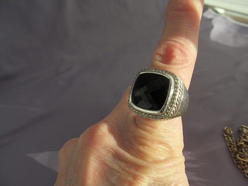 AUTÉNTICO ANILLO ENORME DY DAVID YURMAN ALBION 18K 750 Y FACETA ESTERLINA ÓNIX TALLA 7 - Imagen 3 de 14