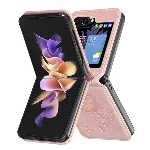 Funda protectora de cuero PU suave abatible para Samsung Galaxy Z 6 5 mariposa en relieve - Imagen 21 de 38