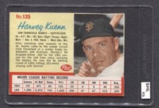 1962 Post #135 Harvey Kuenn (Giants) (BF16)   Ex  (Flat Rate Ship)    A3