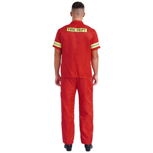 Mens Fire Guard Firefighting Day Plastic Helmet Jacket Pants And Belt Carnival - Picture 11 of 35