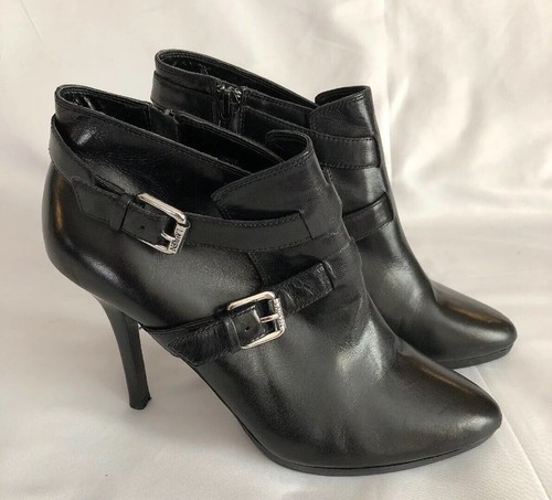 Ralph Lauren Lorelei Women Black Leather Ankle Booties 7.5 B - Picture 1 of 9