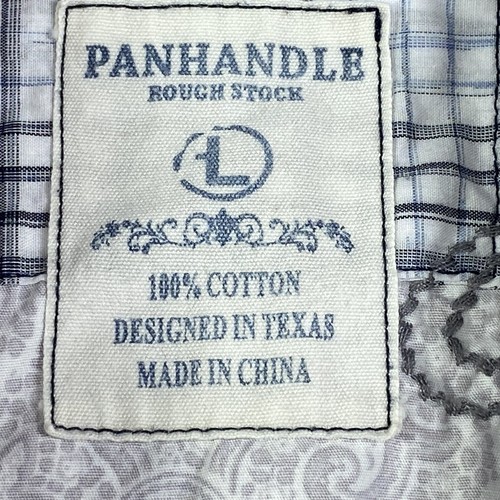 Panhandle Rough Stock Shirt Mens L Pearl Snap Gray Paisley Western - STAIN - Picture 13 of 15