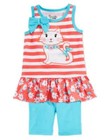 Young Hearts Girls Striped Kitty Sleeveless Top & Shorts Outfit 2 Piece Set 5