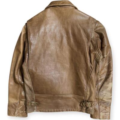 schott（３６）ＡＴ１０１ Schott AT101 Brown Leather Trucker Jacket Size 36 with