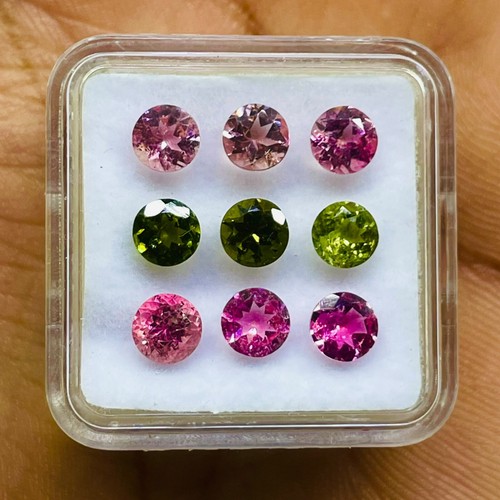 9 Pcs Natural Tourmaline 5mm Round Cut Multi Color Loose Gemstones Lot 4.50 Cts - Picture 3 of 7