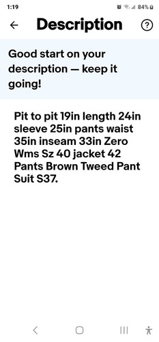 Zero Wms Sz 40 jacket 42 Pants Brown Tweed Pant Suit S46 - Picture 13 of 13