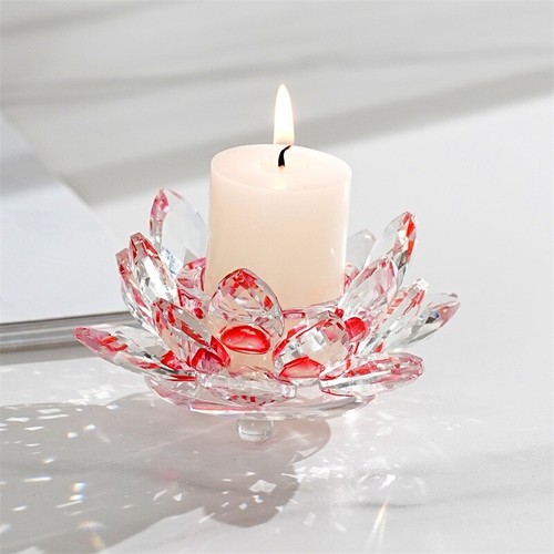 Crystal Craft Gift Lotus Lamp Candlestick Glass Lotus Butter Lamp Ornaments - Picture 11 of 20