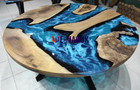 E-maguk epoxy Resin Coffee Table, Round Center Wooden Table For Home Decor 216