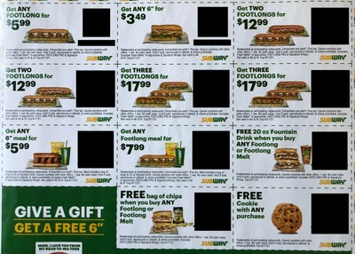 Coupon for subway footlong