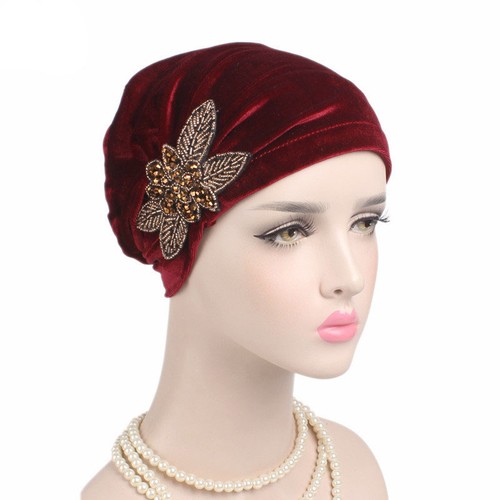 India Women Hijab Cap Ladies Velvet Hat Turban Chemo Headwear Cancer Beanie Hat - Picture 3 of 31