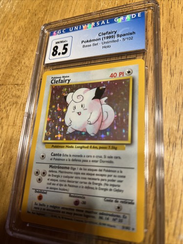 Cgc 8.5 NM-MINT Clefairy 5/102 SPANISH Base Set HOLO Psa Pokemon Card Low Pop - Picture 2 of 2