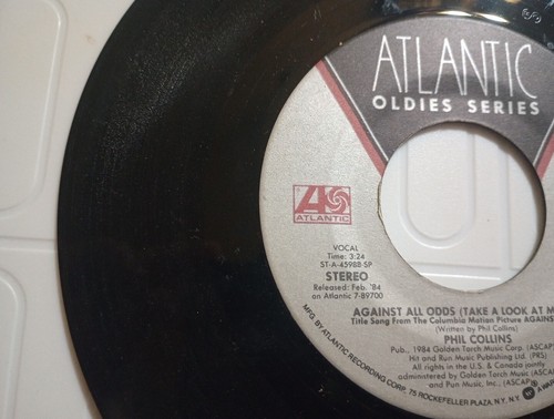 Phil Collins, Against All Odds/I Cannot Believe It's True Atlantic 45, WORN - Picture 10 of 14