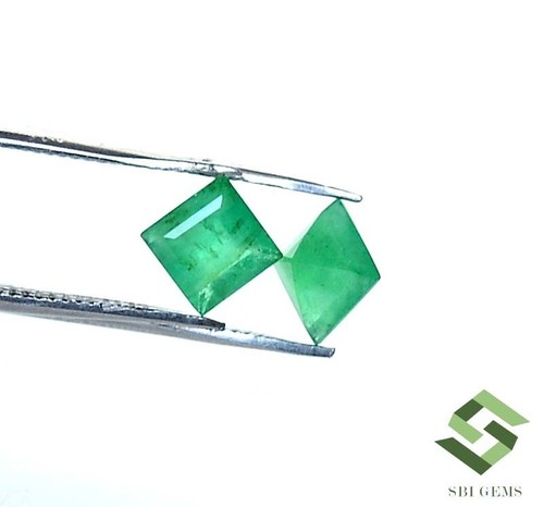 5 mm Certified Natural Emerald Square cut Pair 1.22 CTS Loose Gemstones - Picture 3 of 8