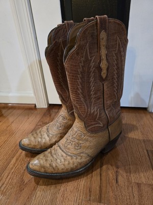 MENS BLACK JACK COWBOY OSTRICH SKIN BROWN BOOTS SIZE 9.5 Men main image 3