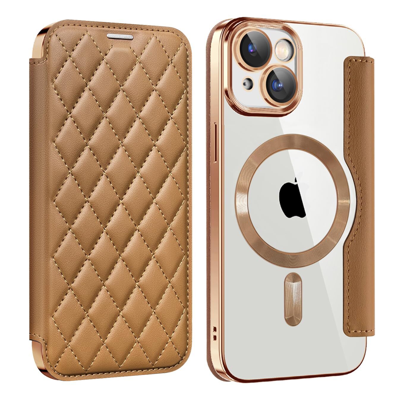 MuZiF for iPhone 15 Case Notebook Type Magsafe Compatible Clear Back Transp 400-image