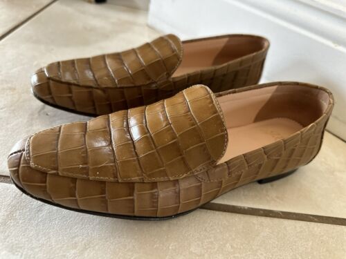 J Crew Cecile Smoking Women's Size 6 Croc Embossed Flats Loafers Shoes - Picture 3 of 8