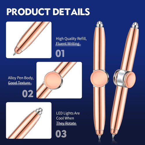 Fidget Pen Spinning Pen LED Light Help Stress Reducer Anti Stress Anxiety Gift - Picture 9 of 21