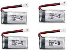 4-Pack 3.7V 380mAh LiPo Batteries for Hubsan X4, Syma X11, HS170 Drones