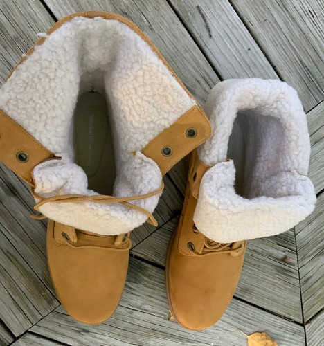 Timberland Women’s Jayne WP Fleece Fold Down Wheat Nubuck Boots Size 10M NIB - Picture 5 of 11