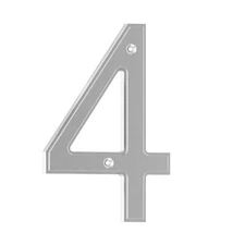 6 Inch Modern Acrylic House Numbers - Silver Size 4 Weather Resistant Solid N...