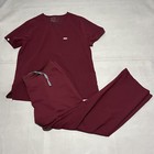 Figs 2 Piece Set Maroon Red Top Catarina Bottom T21003P Livingston Xl/P-8061