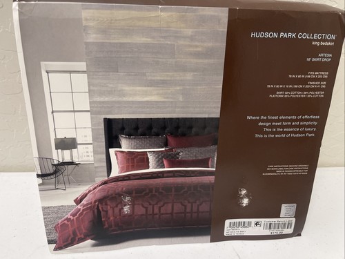 Hudson Park Artesia King Bedskirt Maroon 16” Skirt Drop - Picture 3 of 5