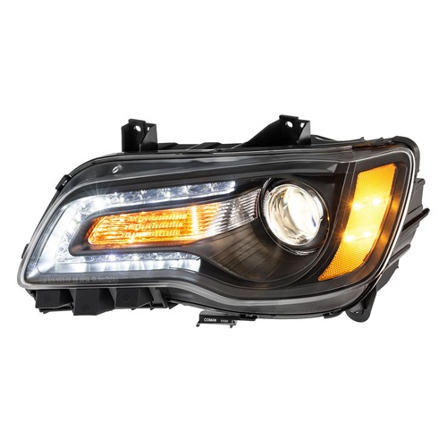 Conjunto de faros proyectores LED DRL negros con bombillas para Chrysler 300 2011-2023 - Imagen 10 de 12