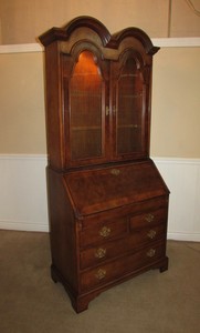 Wellington Hall Mahogany Secretary Desk Lighted Hutch Top Double