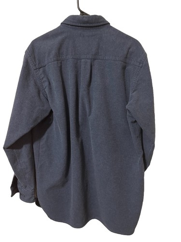 LL Bean Chamois Shirt Mens Medium 100% Cotton Button Blue - Picture 2 of 5