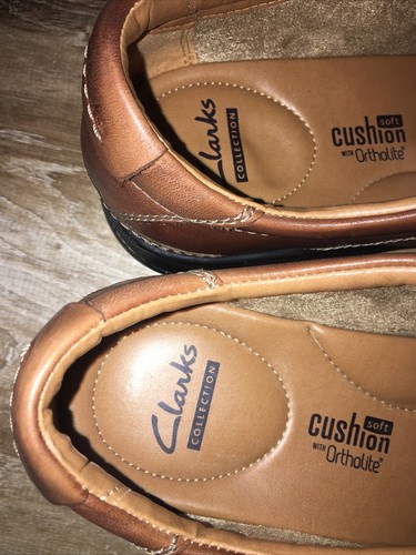 EUC Clarks Collection Brown Lace-Up Shoes Soft Cushion/Ortholite Men's Size 12M - Picture 4 of 12
