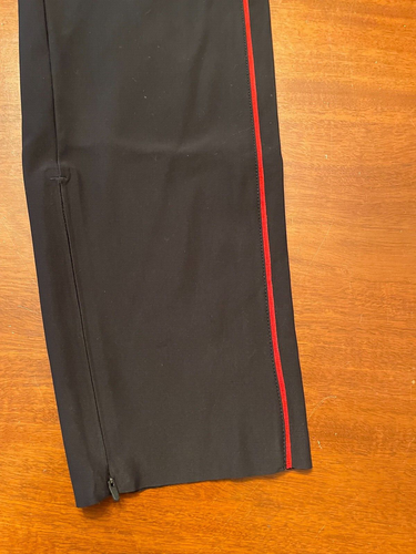NWT $148.00 ATHLETA STELLAR Novelty TROUSER black w/ red stripe EUROLUXE PANTS 6 - Picture 2 of 5