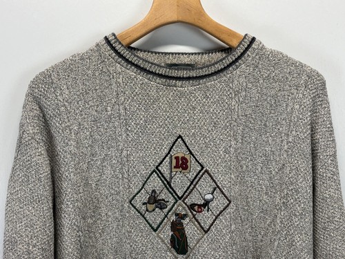 Vtg Men’s Haggar Tour Golf Sweater Sz X Large Grey Grandpa Crew Neck Pullover - Picture 2 of 5