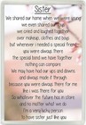 Sister Poem Jumbo Fridge Magnet Ideal Birthday Keepsake Gift 912 