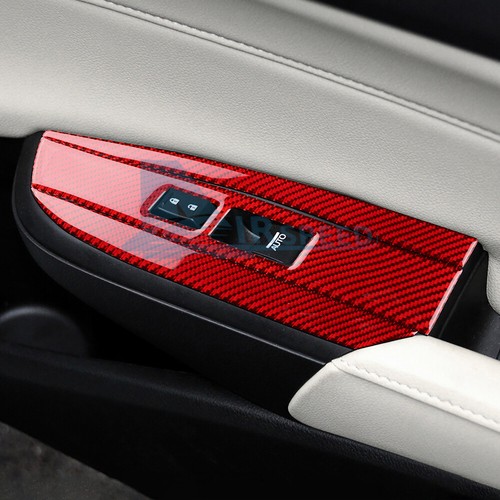Para Acura ILX 13-2022 Botón Control Ventana Panel Cubierta Adhesivo ROJO Fibra de Carbono - Imagen 5 de 8