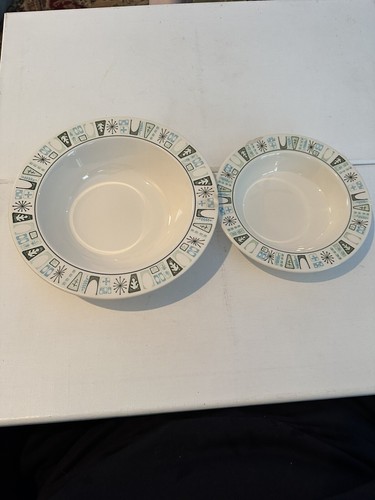 Taylorstone Cathay Atomic Starburst Serving Bowl And Cereal Bowl Chipped