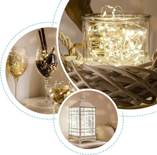 LAC Lucine Led Decorative a Batteria (Incluse) 2M Con 20 Mini Luci Di Natale - C - Foto 5 di 12