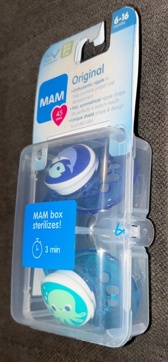 MAM Original 2-Pk Blue & Teal BPA Free Pacifiers W
