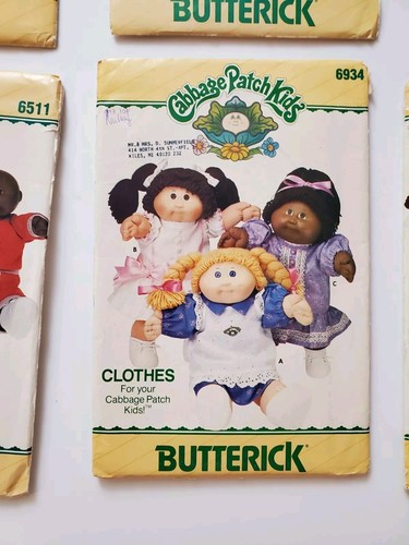 Lot of 8 Uncut 1984 1985 Butterick Cabbage Patch Kids Doll & Clothes Pattern - Picture 6 of 20
